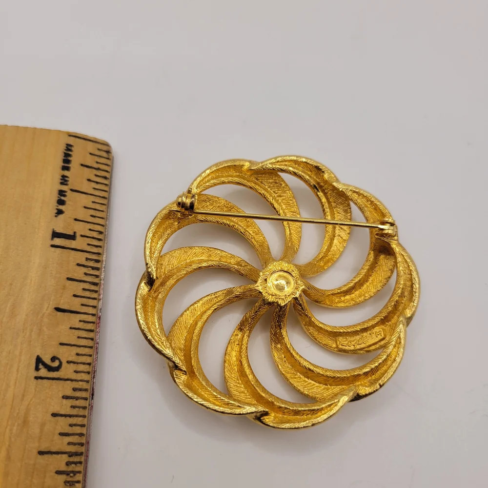 Monet Gold Spiral Large Brooch